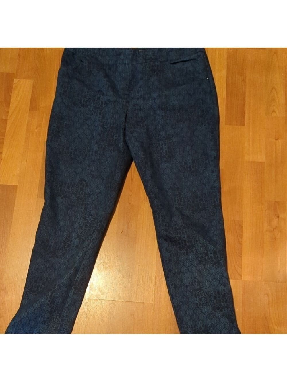 Renuar Navy Paisley Pull On Pants Size 14 Stretch